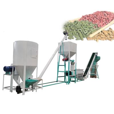 China Goat Feed Pellet Production Line Pig Horse Feed Pellet Machine With Packing Machine zu verkaufen