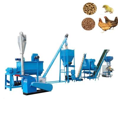 China 1 Ton Per Hour Feed Pellet Production Line Cattle Animal Feed Crusher Machine And Mixer en venta