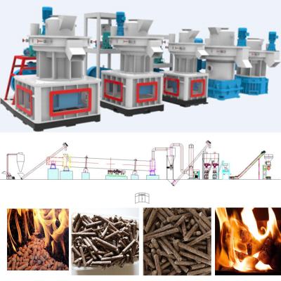 China 1-10TPH Biomass Pellet Production Line Pine Straw Wood Chips Making Machine Te koop