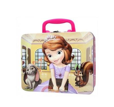 China Square Cartoon Printed Metal Tin Lunch Box With Custom Artwork for sale
