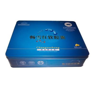 China Drug Packing Metal Tin Container Box Printed With Different Colors And Versions for sale
