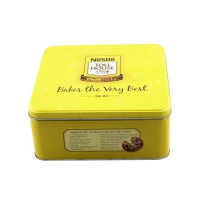 China Nestle Cookie Tin Metal Boxes With Lids , Yellow Spot Color Small Candy Tins for sale