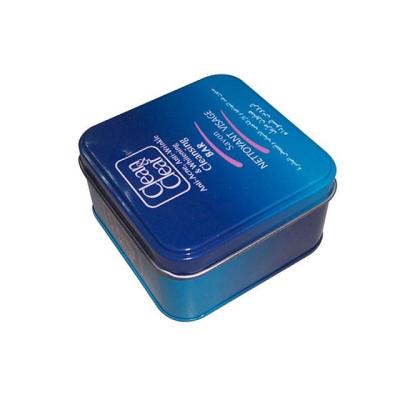 China Spot Blue Color Printed Square Tin Containers With Customized Design for sale