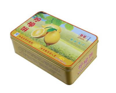 China Lemon Cake Tin Box ,CYMK Printed Metal Container Food Graded 0.23mm for sale