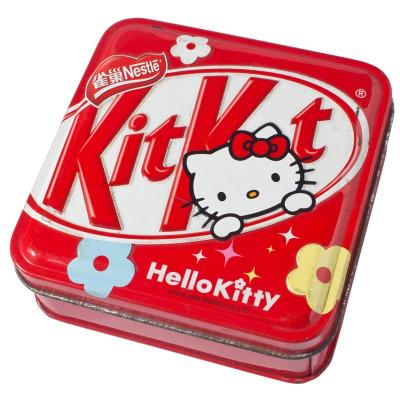 China Forma vermelha do quadrado da caixa do recipiente da lata do metal de Hello Kitty para o empacotamento dos doces e de alimento à venda