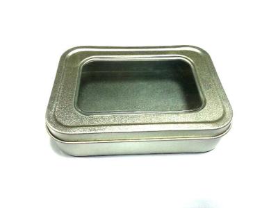 China Battery Square Metal Tin Container With PVC Window / Tin Boxes , 109*79*25mm for sale
