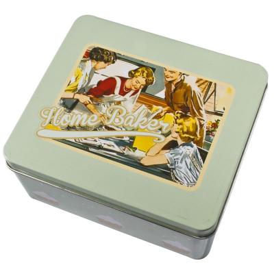 China Square Lid Tin Cookie Containers for sale