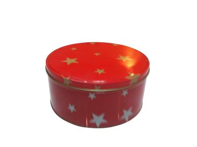 China Cylindroid Popcorn Tin Cookie Containers With Red Cover / Lid for sale