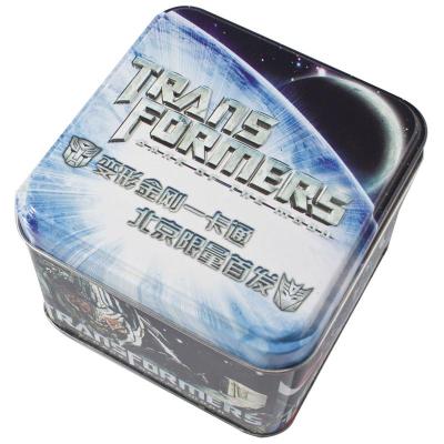 China Painted Transformer Empty Gift Tin Box , 88x88x65mm ,Square Tin Container for sale