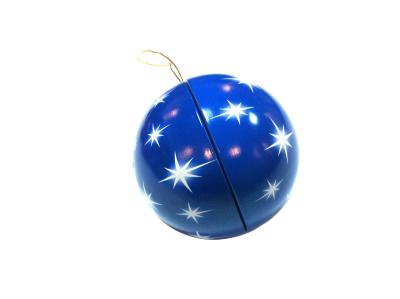 China Blue Metal Mini Tin Cans Ball Shaped Tin For Easter  , Very Popular In Western Countries for sale