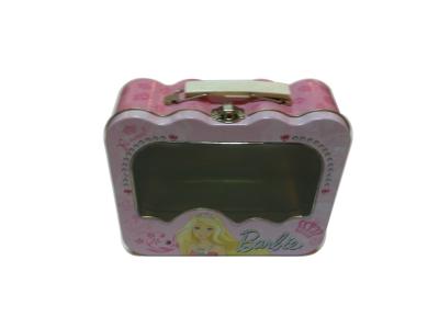 China Irregular Geometry Metal Tin Lunch Box , Pink Tin Plate Containers for sale