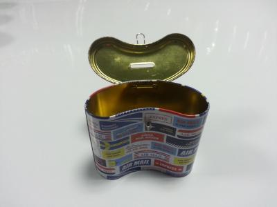 China Irregular Colorful Tin Coin Hinge Box For Coin Storage , 130x60x110mm for sale