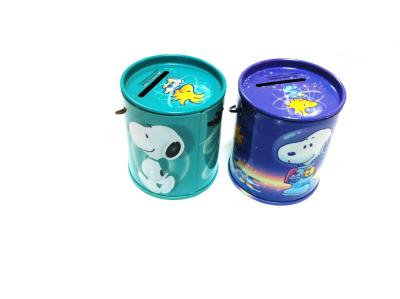 China Tinplate Tin Coin Box / Cylindroid Metal Tin Container For Money Saving for sale