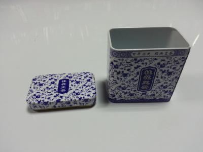 China Tinplate Tin Tea Canisters With Blue and white porcelain Tin plate for sale