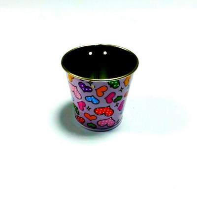 China Cute Painted Metal Tin Bucket With Handle For Spices / Popcorn for sale