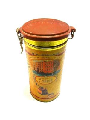 China Coffee Tin Tea Canister With Plastic Lid , Thickness 0.23mm Colden Color for sale