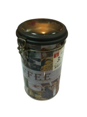 China Cylindroid Black Tin Tea Canisters For Coffe / Candy / Powder for sale