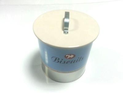 China White / Blue Tin Cookie Containers With Lid / Cover , 162x175 MM for sale