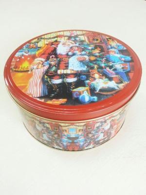 China Weihnachtsplätzchen-Zinn-Vorratsbehälter, Nahrungsmittelspeicher-kleine Zinn-Zylinderkästen zu verkaufen