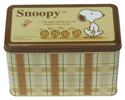 China Snoopy Cookie Tin Container  , Tin Case For Cookies / Cakes/Biscuits Packaging for sale