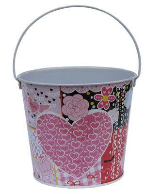 China Recyclable Printed Metal Tin Bucket With Handle , 133 x 103 x 115mm for sale