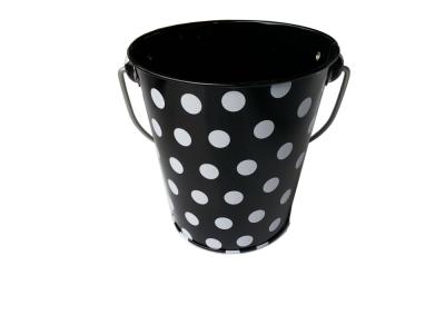 China Black Metal Tin Bucket Tinplate 0.2 - 0.35mm With White Dots for sale