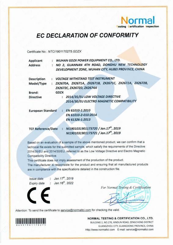 CE - Wuhan GDZX Power Equipment Co., Ltd