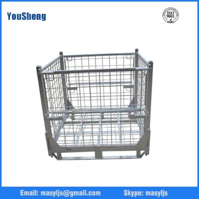 China Industrial warehouse folding stackable storage wire mesh basket container for sale