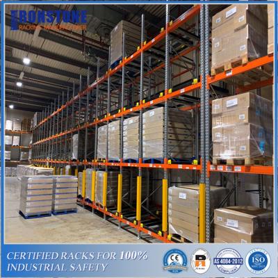 China ODM Customized Gravity Push Back Steel Racking System with Intensive Storage for sale