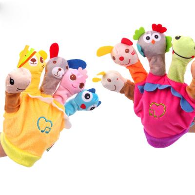 China Eco-friendly finger puppets set with 5 animal hand puppets and 20 animal finger puppets, animal plush toys gifts for kids for sale