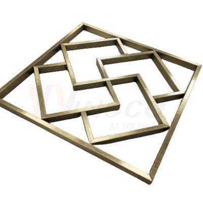 China Customized Titanium Gold Stainless Steel Metal Fabrication Geometric Abstract Wall Sculpture Art for sale