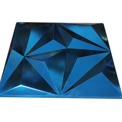 China Large Rhombus Embossed Stainless Steel Sheet Sapphire Blue Color Grade 201 304 316 for sale