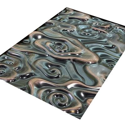 China SS 201 304 316 Embossed Stainless Steel Sheet Large Size Water Ripple Bronze Color Mirror for sale