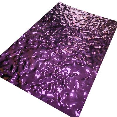 China El color púrpura grabó en relieve las placas antis inoxidables del camino de resbalón de la ondulación tamaño pequeño del agua de la hoja de acero en venta