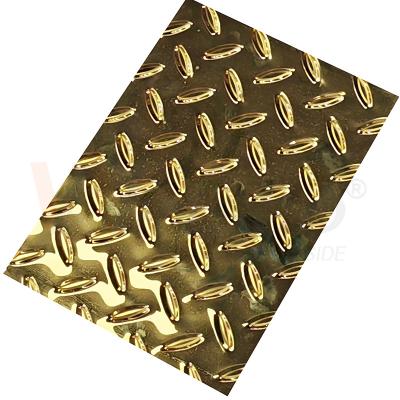 Chine Plat de dérapage de Diamond Embossed Stainless Steel Sheet de grain de riz anti avec la couleur titanique d'or à vendre