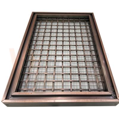 China PVD Color Square Shape 316 Grid Stainless Steel Wire Mesh Panels For Space Divider for sale