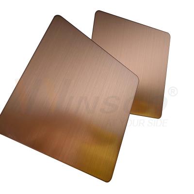 China Anti Finger Copper Color Hairline Finish Stainless Steel Sheet For Panel Ornamental for sale