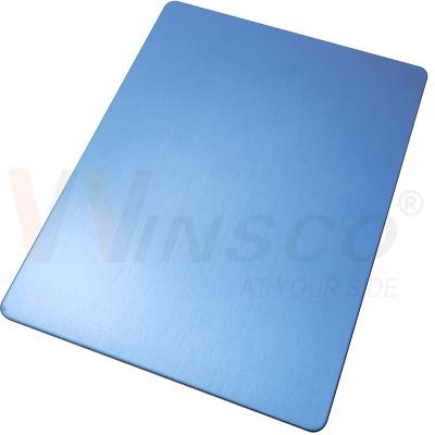 China 0.4-3mm Thick Blue Color Matte Inox Metal Sheet 201 Grade Stainless Steel Plate Hairline No.4 Finish for sale