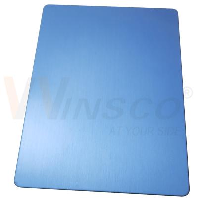 China 304 304L Grade Hairline Stainless Steel Plate Blue PVD Coated Satin No.4 Inox Metal Sheet for sale
