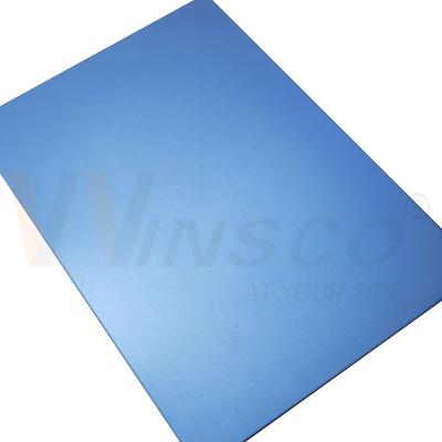 China 1000mmx2000mm Hoja de satén de acero inoxidable Decorativa zafiro azul mate 0,4-3,0mm espesor línea de cabello en venta