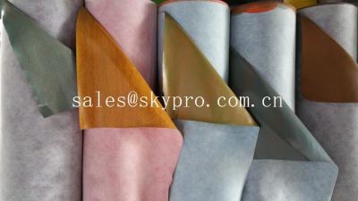 China Flocked / crinkle / Embossed surface PU artificial leather for sofa cover for sale