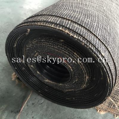 China Durable wide ribbed rubber safety mats with nylon mesh fabric reinforced on bottom for sale