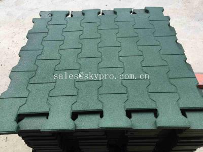 China Driveway Rubber Patio Pavers / Anti - Slip Recycled Rubber Flooring Thickness 15-100mm for sale