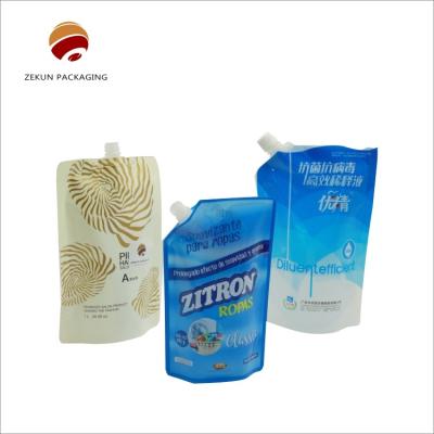 China PET/OPP/AL Liquid Spout Bags Liquid Detergent Bag CMYK Kleur Te koop