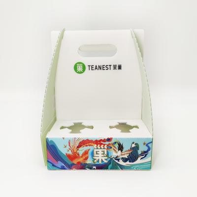China Leiser Drinks Waterproof Corrugated Box With Handle For Take Out for sale
