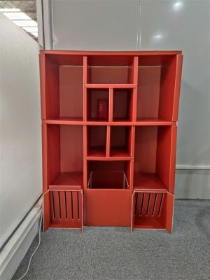 China Red Anti Virus Corrugated Plastic Display Leiser Cardboard Wall Shelves for sale