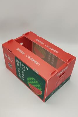 China HD imprimiu a caixa de armazenamento ondulada empilhável da caixa dos produtos agrícolas para a promoção das prateleiras à venda