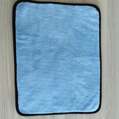 China Microfiber Super Thick Coral Fleece Fabric Towel For Car Cleaning Cloth With Black Bordure Edge for sale