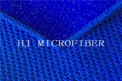 China Paño formado Peral grande del color de la microfibra de la limpieza del telar jacquar azul de la tela con el alambre duro de los PP en venta