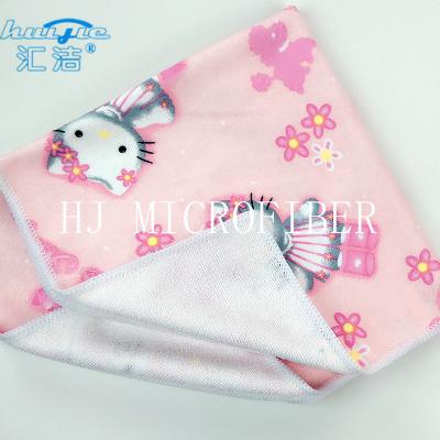 China O agregado familiar quadrado da forma imprimiu o OEM de toalha de limpeza 300gsm da mão de pano de Microfiber à venda